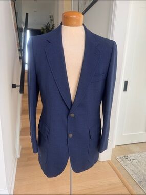 Harry Rosen Samuelsohn Navy Wool Blend Blazer 40R